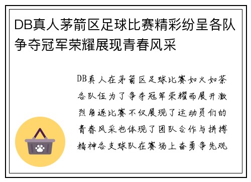 DB真人茅箭区足球比赛精彩纷呈各队争夺冠军荣耀展现青春风采